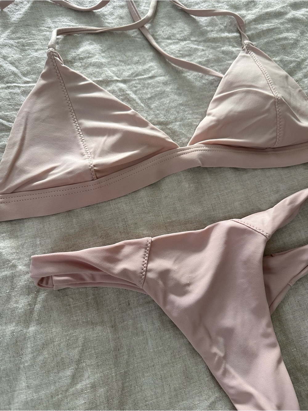 Zaful Light Blush Pink Triangle Bikini Set